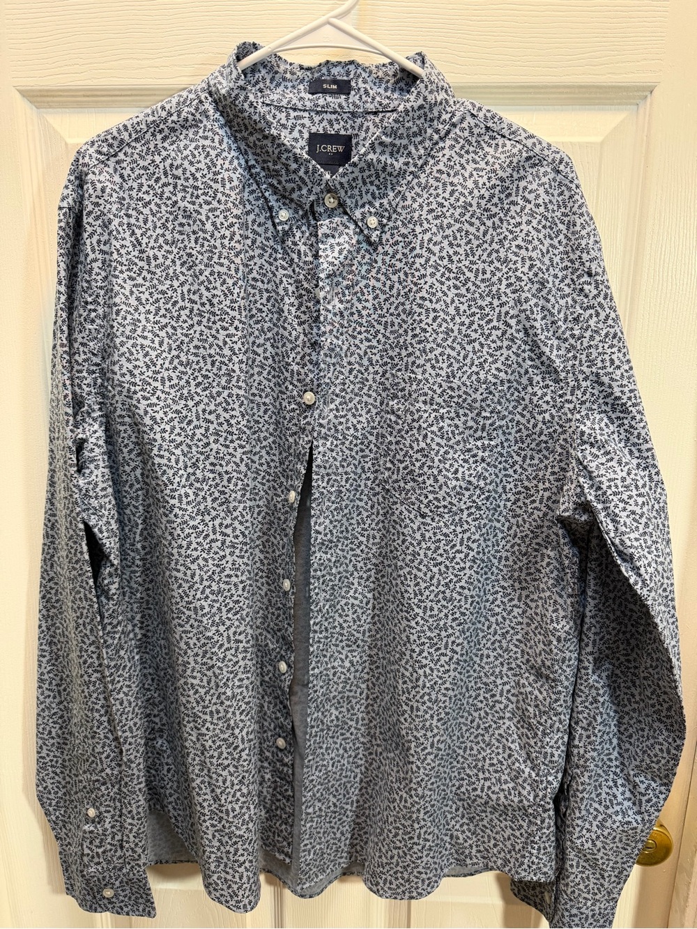 J. Crew Men's Navy and White Micro Floral Button-Down Shirt